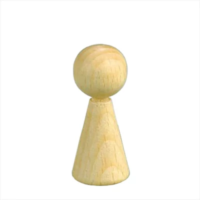 Drevené telo bábiky s hlavou - 2x5 cm, 1 bábika v tvare kužeľa