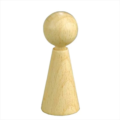 Drevené telo bábiky s hlavou - 2,3x6 cm, 1 bábika v tvare kužeľa