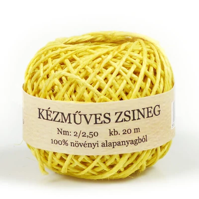 Konopný špagát, návin 20 m - citrónovo žltý