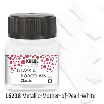Farba na sklo a porcelán, Kreul, Classic - 38 metalická perleťová biela