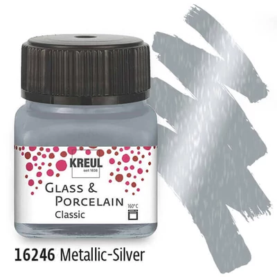 Farba na sklo a porcelán, Kreul, Classic - 46 metalická strieborná