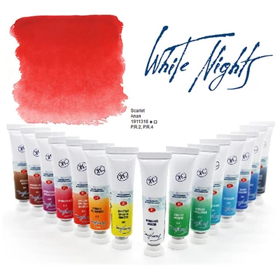 Akvarelová farba v tube White Nights, 10 ml - 318, scarlet