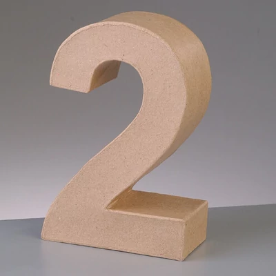 Číslo z papier-mache - 2, 10 cm