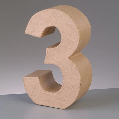 Číslo z papier-mache - 3, 10 cm