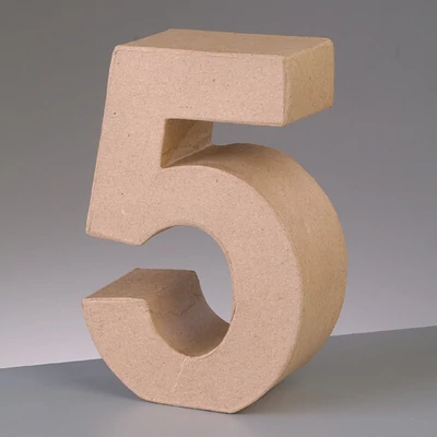 Číslo z papier-mache - 5, 10 cm
