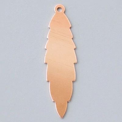 Smaltovaný šperkový základ, červený medený - list, 47x13 mm