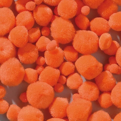 Pompon - oranžový, 10-15-20-25 mm, 40 ks