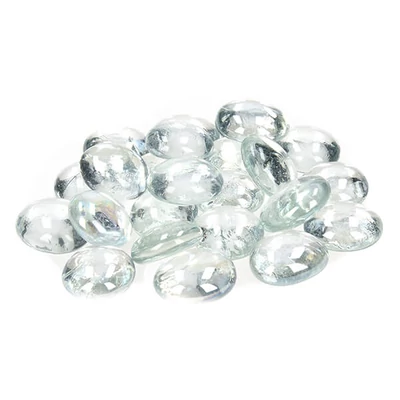 Sklenený štrk, 18-20 mm, 100 g - dúhový, bezfarebný