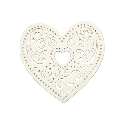 Papierová čipka - srdce, 7,5 cm, 18 ks
