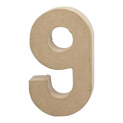 Číslo z papier-mache - 9, 20,5 cm