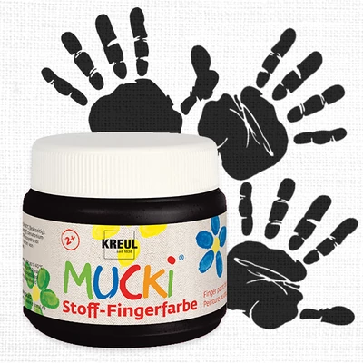 Prstová farba na textil Mucki, 150 ml - čierna