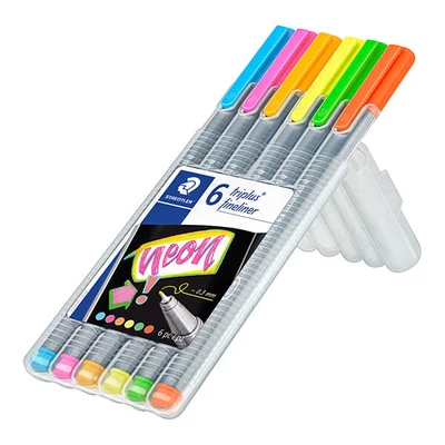 Sada extra tenkých popisovačov, Staedtler, Triplus Neon - 6 ks