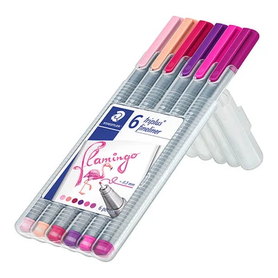 Sada extra tenkých popisovačov, Staedtler, Triplus Flamingo - 6 ks