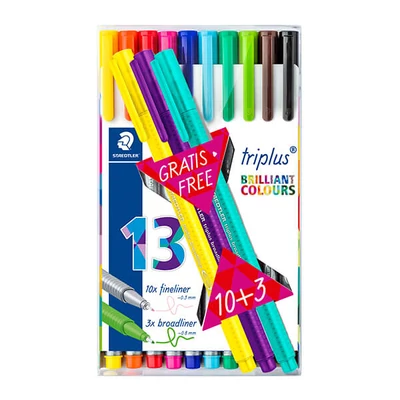 Sada extra tenkých popisovačov, Staedtler, Triplus Box - 10+3 ks