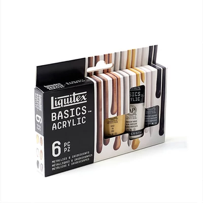 Sada akrylových farieb Liquitex Basics - 6x22 ml, v metalických a dúhových farbách