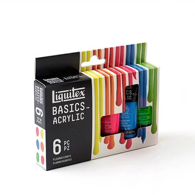 Sada akrylových farieb Liquitex Basics - 6x22 ml, fluorescenčné farby