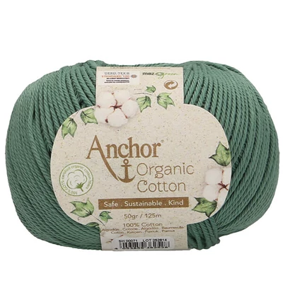 Háčkovacia priadza, Anchor Bio Bavlna, 50 g, vegánska - 00071 smaragdové jazero