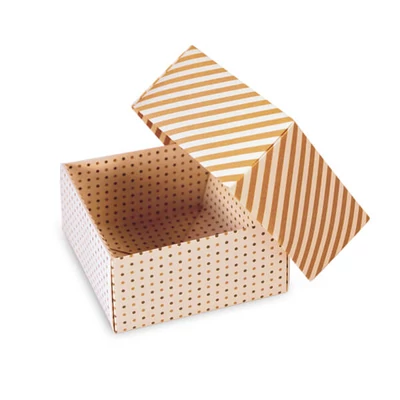Papier na origami, vzorovaný - 80 g, 60 listov, 15x15 cm - Bodkovaný-pruhovaný, krémový