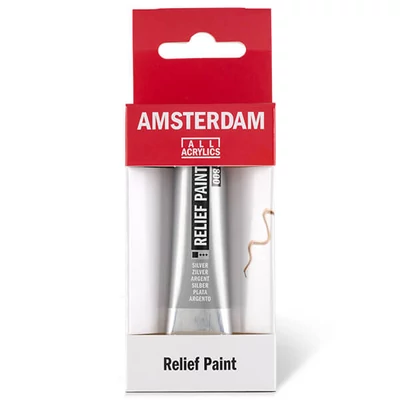 Kontúrovacia farba Amsterdam Relief Paint, nevypaľovacia, 20 ml - strieborná, 800
