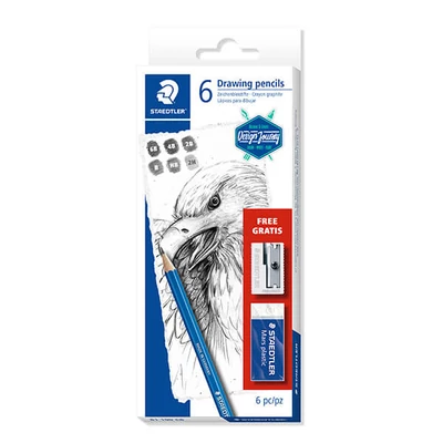 Sada grafitových ceruziek, Staedtler, Design Journey, Lumograph, so strúhadlom a gumou