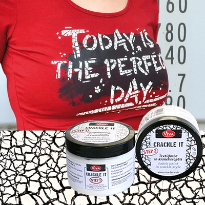 Praskajúce textilné farbivo v sade Crackle It, 2x150 ml - biela
