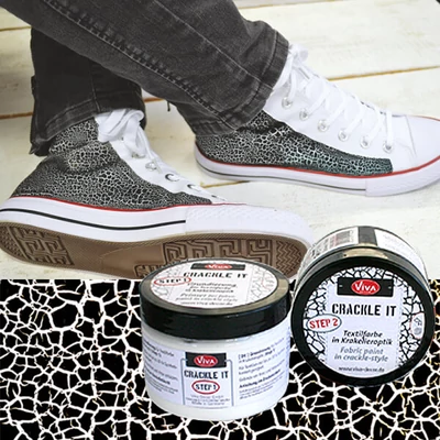 Praskajúce textilné farbivo v sade Crackle It, 2x150 ml - čierna