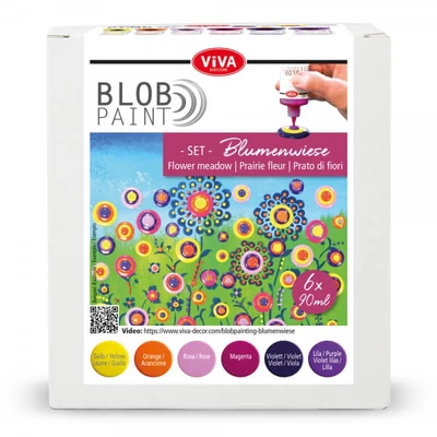 Sada bodkovacích farieb, Blob paint, 6x90 ml - Kvetinová lúka