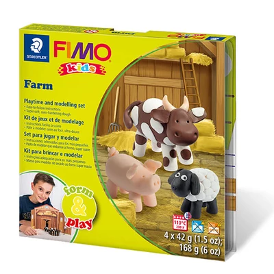 Sada modelovacej hmoty do rúry FIMO Kids, Form & Play - 4x42 g - farma