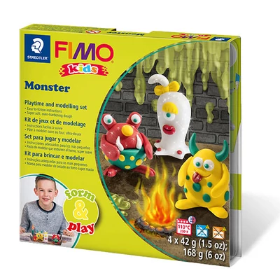 Sada modelovacej hmoty do rúry FIMO Kids, Form & Play - 4x42 g - príšerky
