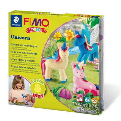 Sada modelovacej hmoty do rúry FIMO Kids, Form & Play - 4x42 g - jednorožec