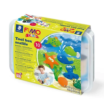 Sada modelovacej hmoty do rúry FIMO Kids, 4x42 g, náradia - morské zvieratká