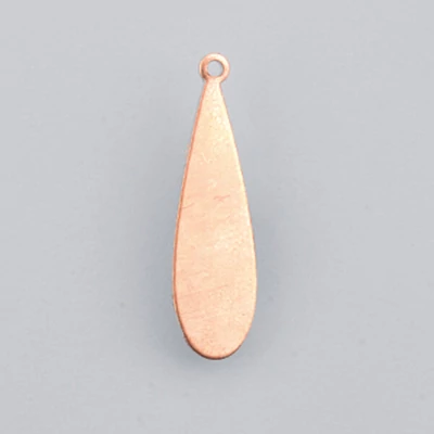 Smaltovaný červený medený základ - kvapka, 31x9 mm