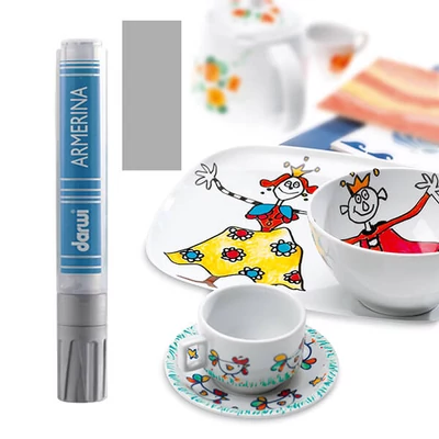 Porcelánový popisovač, Armerina, Darwi - 080 strieborný