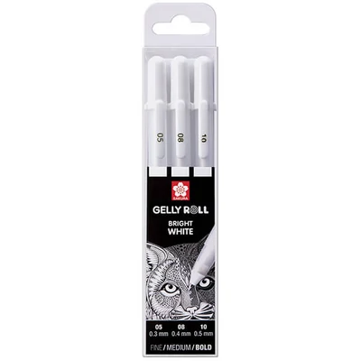 Sada gélových pier Sakura Gelly Roll Basic – 3 ks, Bright White (05/08/10)