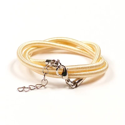 Hodvábny náhrdelník s uchytením, 4 mm - krémový