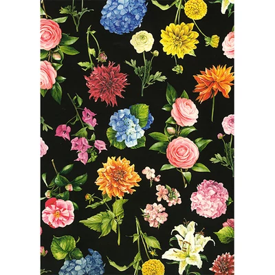 Papier na decoupage Tassotti - čierny kvetinový