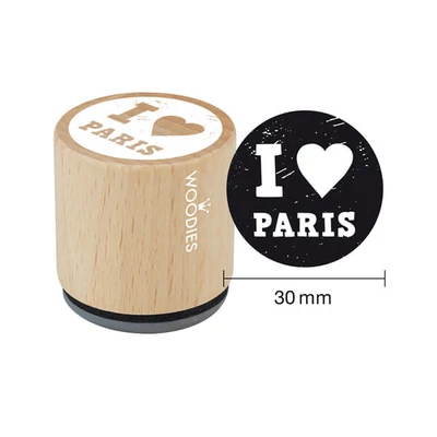 Pečiatka, Woodies, 3 cm - I love Paris