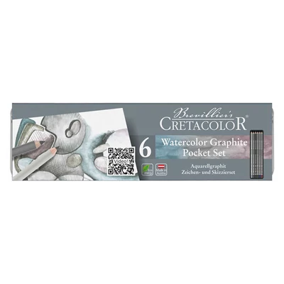 Sada vodou zmývateľných grafitových ceruziek Cretacolor Watercolor Graphite Pocket, 6 kusov, v kovovej krabičke