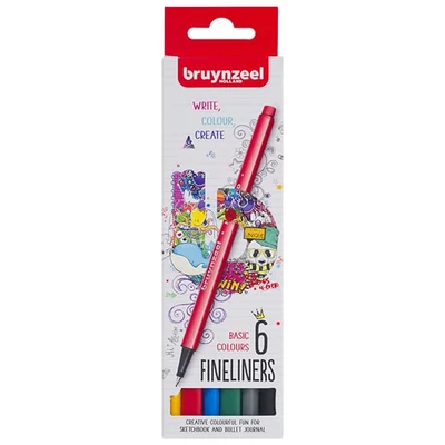 Sada extra tenkých popisovačov Bruynzeel Fineliner - 6 ks, základné farby