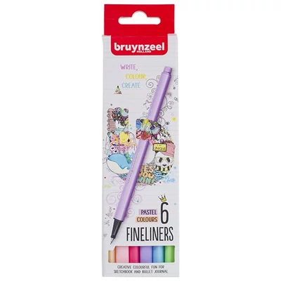 Sada extra tenkých popisovačov Bruynzeel Fineliner - 6 ks, pastelové farby