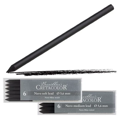 Vložka do plniaceho pera Cretacolor, 5,6 mm - nero, v 2 tvrdostiach, 6 ks