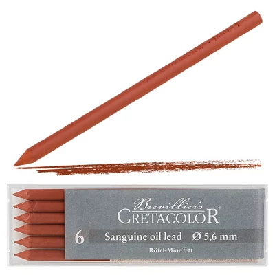 Vložka do plniacej ceruzky Cretacolor, 5,6 mm - sanguine, mastná, 6 ks