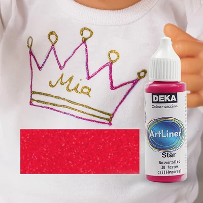 Univerzálna 3D farba s trblietavým práškom Deka Art Liner Start, 30 ml - karmín