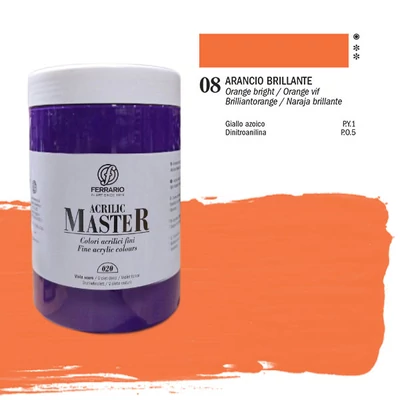 Akrylová farba Ferrario Master, 1000 ml - 08, orange bright