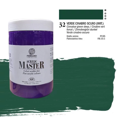 Akrylová farba Ferrario Master, 1000 ml - 32, cinnabar green light