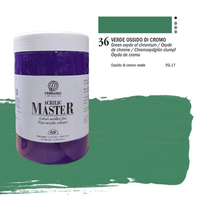 Akrylová farba Ferrario Master, 1000 ml - 36, oxyde of chromium green