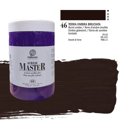 Akrylová farba Ferrario Master, 1000 ml - 46, burnt umber