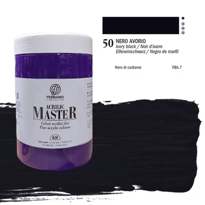 Akrylová farba Ferrario Master, 1000 ml - 50, ivory black