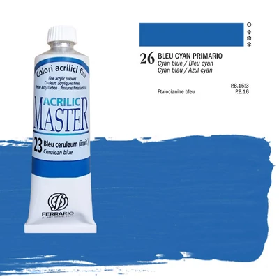 Akrylová farba Ferrario Master, 60 ml - 26, cyan blue