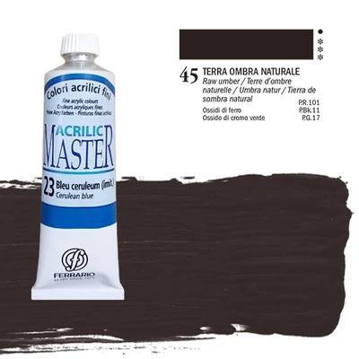 Akrylová farba Ferrario Master, 60 ml - 45, raw umber